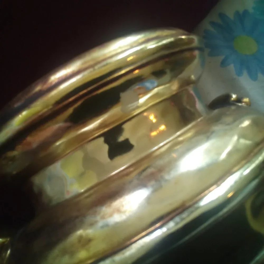 👵EUC GOLD  Vintage Surrey flowers and gifts MILK JUG